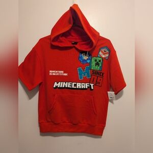 Kids Red Hoodie Minecraft Short Sleeves